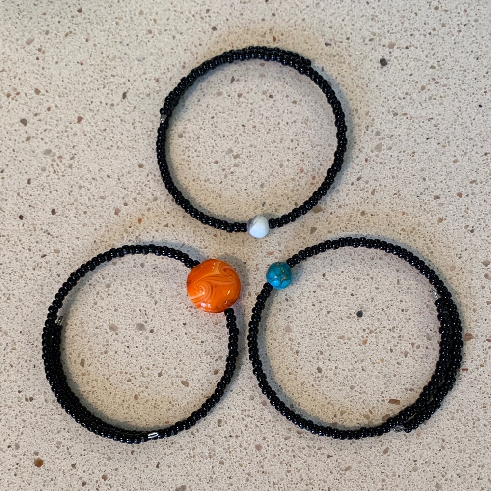 Solar Eclipse Beaded celestial bracelet set